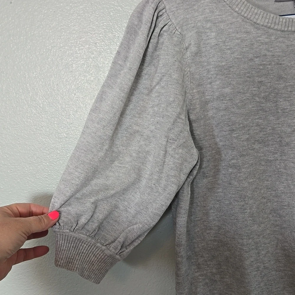Marled | Gray Puff Sleeve Sweater Top Size Large - Picture 5 of 9